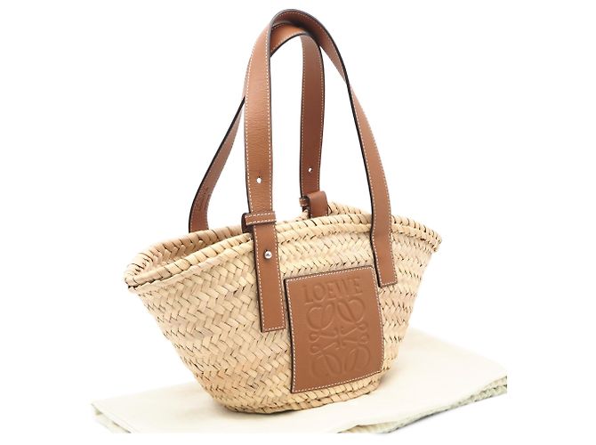 LOEWE Beige Small Raffia Anagram Basket Tote - view 6