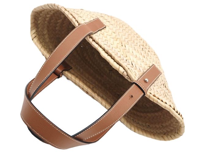 LOEWE Beige Small Raffia Anagram Basket Tote - view 9