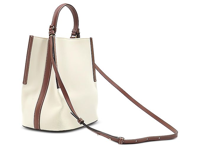 Borsa a secchiello Burberry Peggy Small in tela logo beige - vista 2