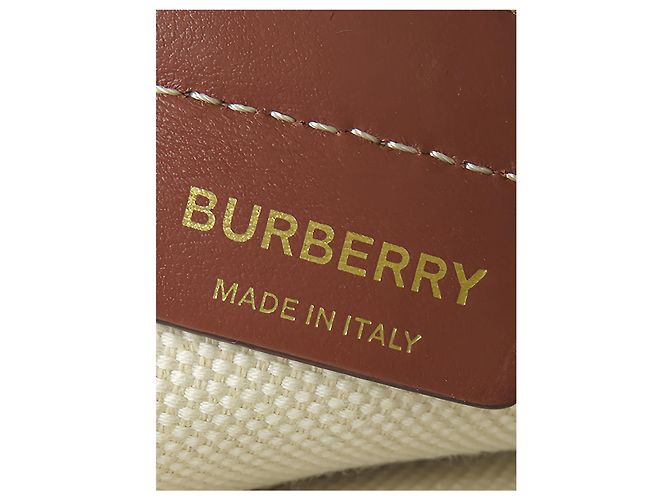 Borsa a secchiello Burberry Peggy Small in tela logo beige - vista 5