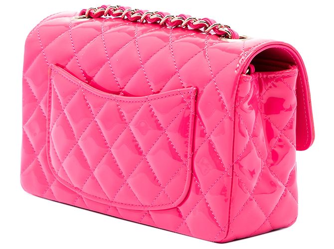 Chanel Pink Mini Rectangular Classic Patent Single Flap - view 2