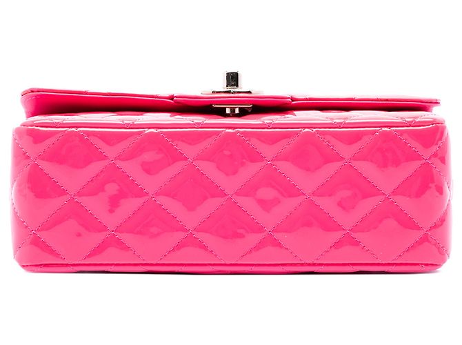 Chanel Pink Mini Rectangular Classic Patent Single Flap - view 3