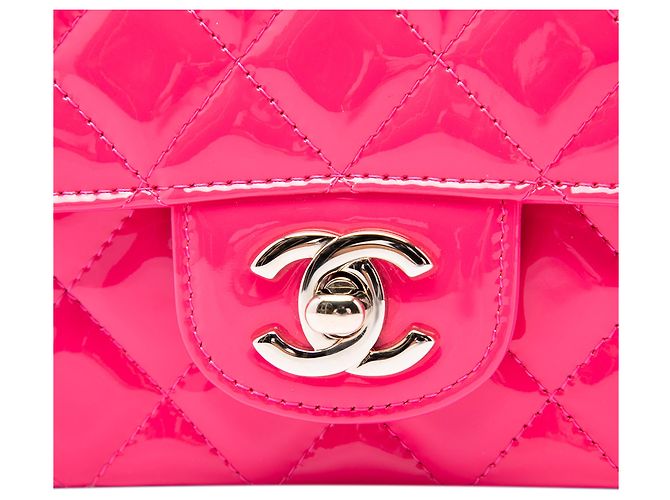 Chanel Pink Mini Rectangular Classic Patent Single Flap - view 5