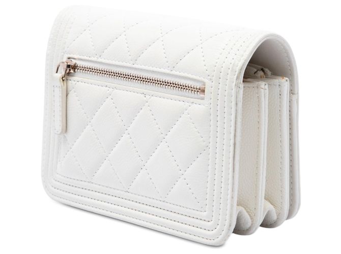 Chanel Mini Quilted Caviar Boy Wallet On Chain Branco - vista 2