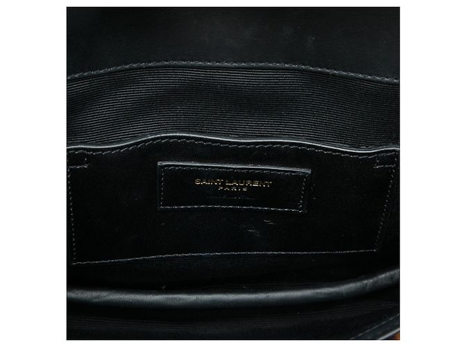 Autre Marque Saint Laurent Borsa a Tracolla a Busta Classic Monogram in Pelle di Vitello Chevron Marrone e Peluria di Vitello con Stampa Leopardata - vista 4