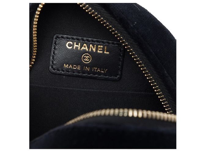 Chanel Borsa a Tracolla Rotonda in Velluto Nero, Perle e Paillettes - vista 5