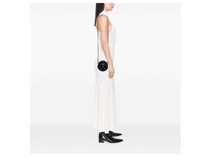 Chanel Borsa a Tracolla Rotonda in Velluto Nero, Perle e Paillettes - vista 6