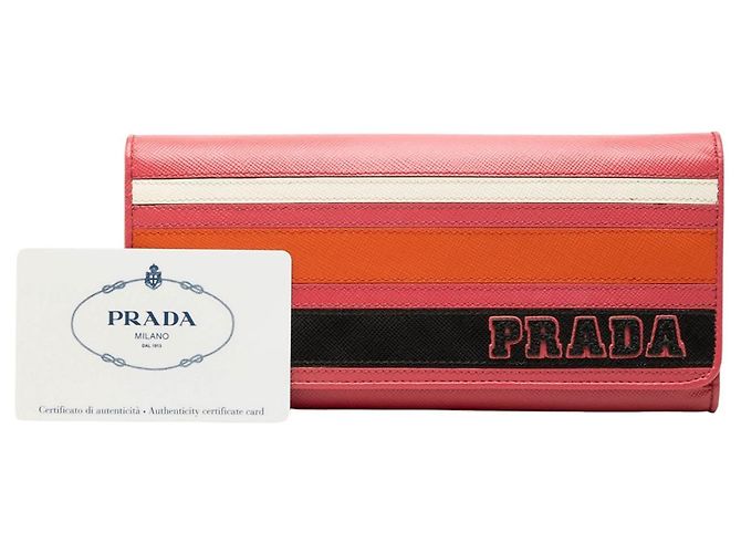 Prada Pink Multicolor Saffiano Lux Continental Wallet - view 7