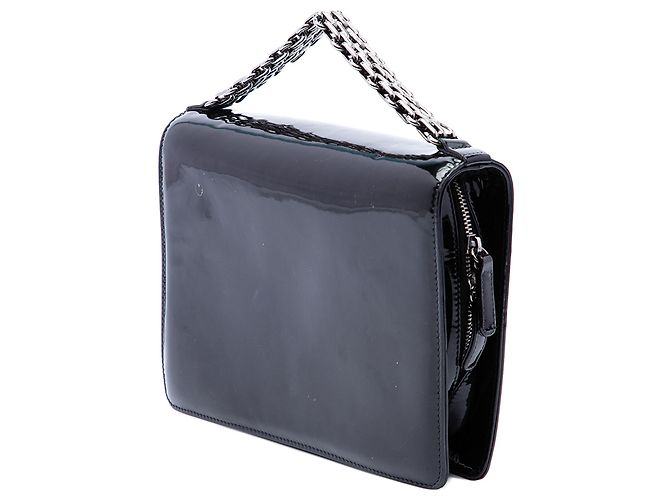 Clutch Chanel Mini CC de charol negro con cadena - vista 2