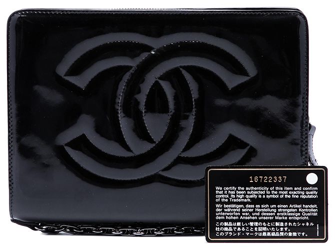Clutch Chanel Mini CC de charol negro con cadena - vista 9