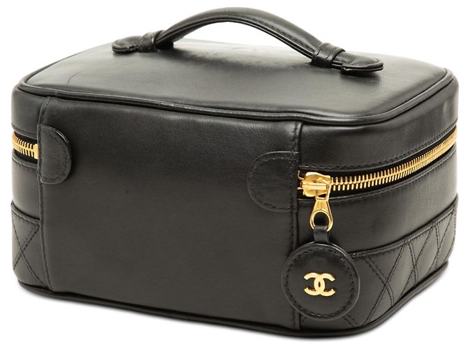 Bolso Vanity Chanel de piel de cordero acolchada negra CC - vista 2