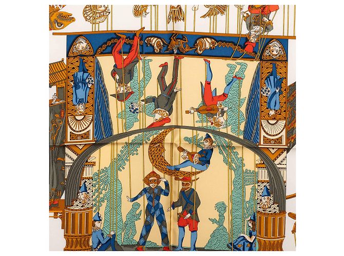 Hermès Gelbes Le Temps des Marionnettes Seidenschal 90 - Ansicht 2