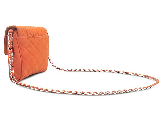 Prada Orange Impuntu Tessuto Chain Crossbody - vista 2