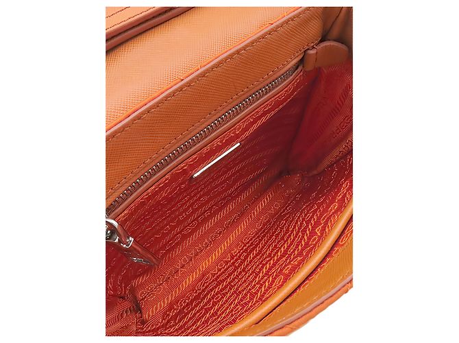 Prada Orange Impuntu Tessuto Chain Crossbody - vista 4