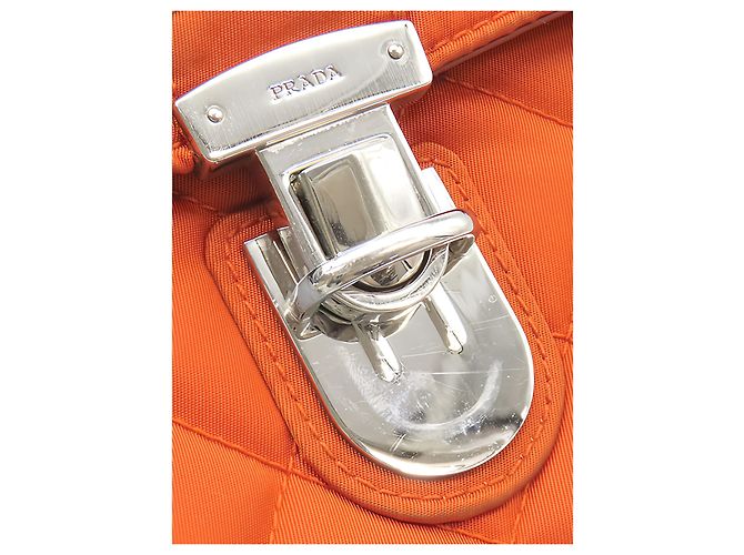 Prada Orange Impuntu Tessuto Chain Crossbody - vista 7