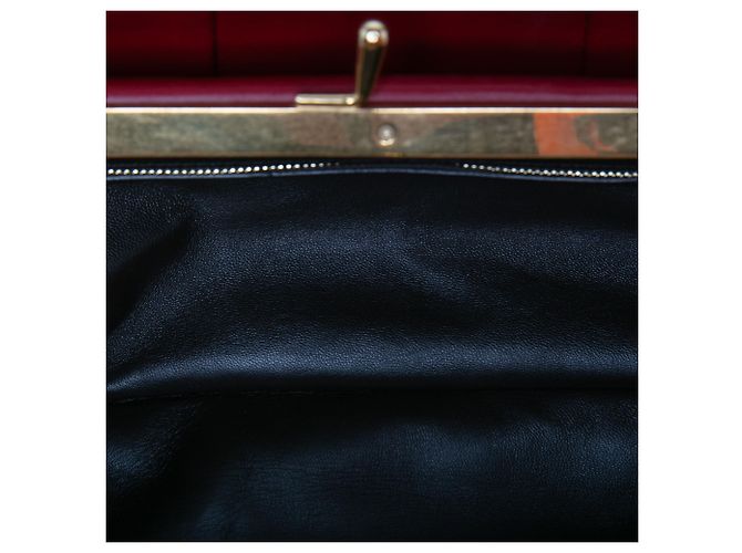 Céline Clutch Celine French Lock in pelle di vitello plisata rossa - vista 4