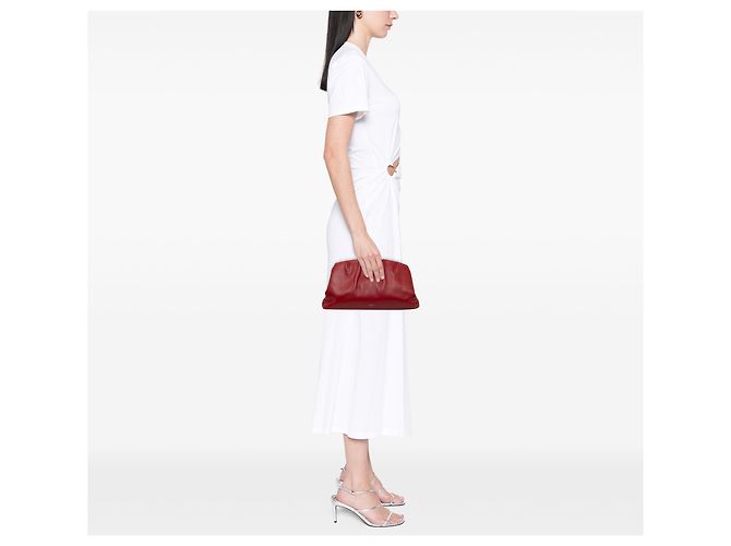 Céline Clutch Celine French Lock in pelle di vitello plisata rossa - vista 5