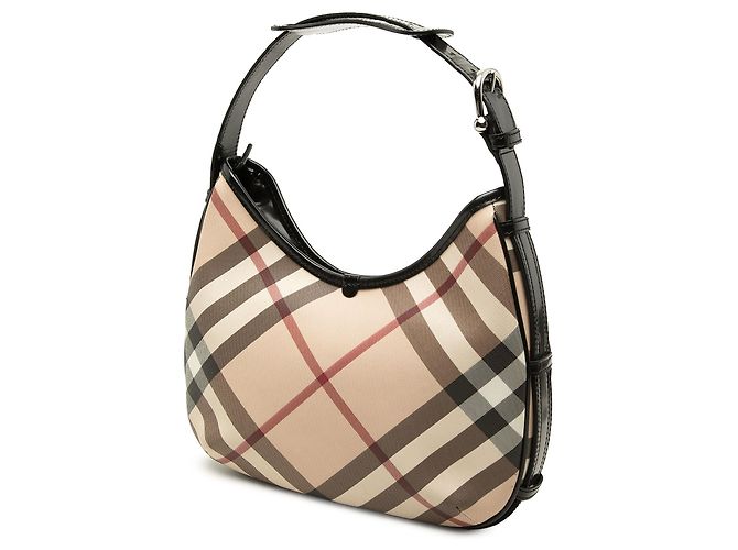 Burberry Beige Small Supernova Check Coated Canvas Barton Hobo - vista 2