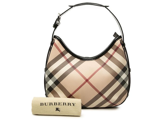 Burberry Beige Small Supernova Check Coated Canvas Barton Hobo - vista 7