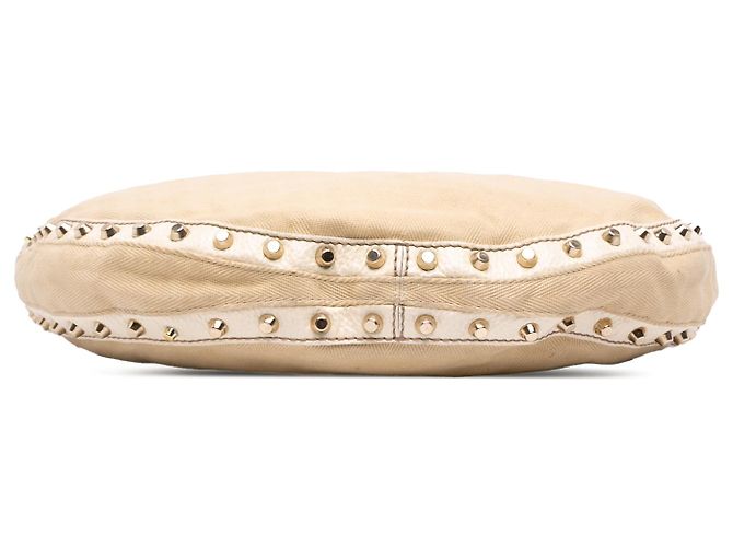 Fendi Beige Canvas Studded Hobo-Tasche - Ansicht 3