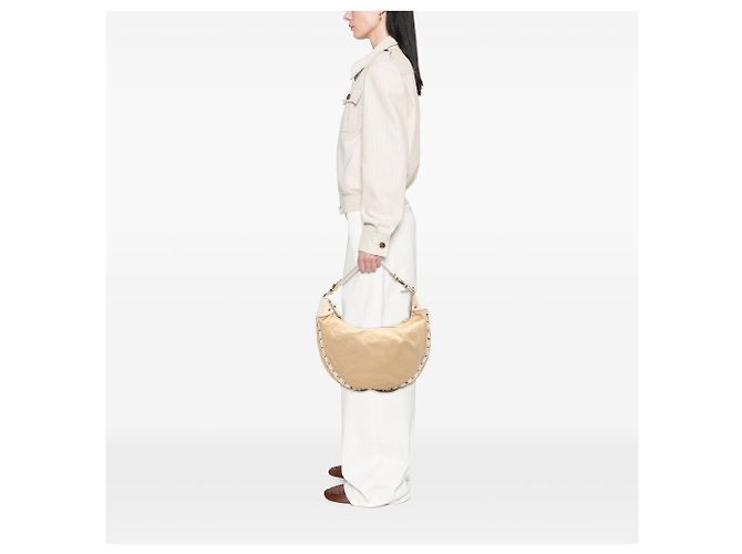 Fendi Beige Canvas Studded Hobo-Tasche - Ansicht 6