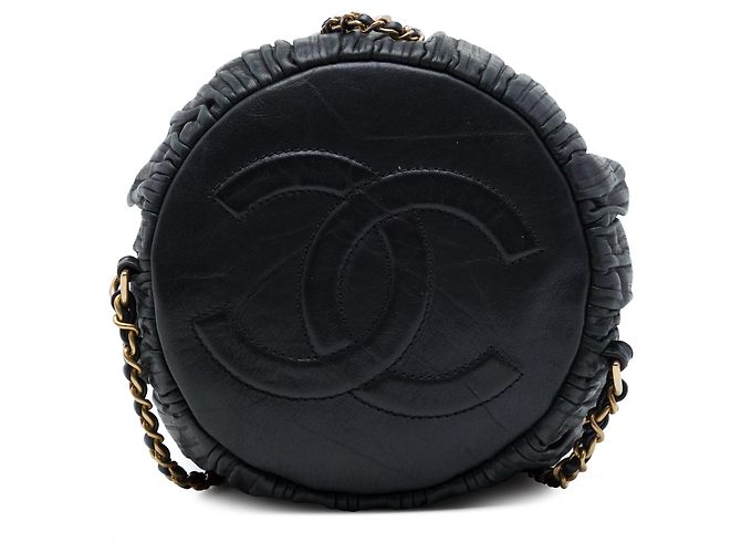 Mochila Chanel Coco Pleats com cordão em couro de bezerro preto Small - vista 3