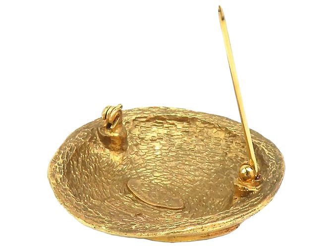 Spilla rotonda placcata oro Chanel Gold CC - vista 10