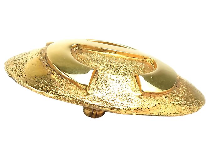 Spilla rotonda placcata oro Chanel Gold CC - vista 11