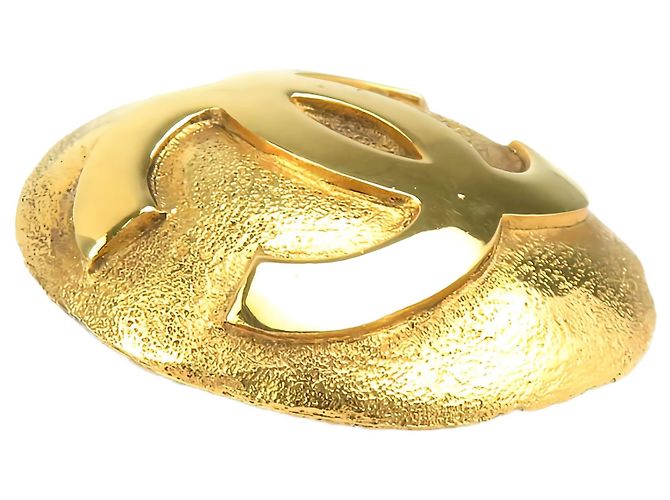 Spilla rotonda placcata oro Chanel Gold CC - vista 12