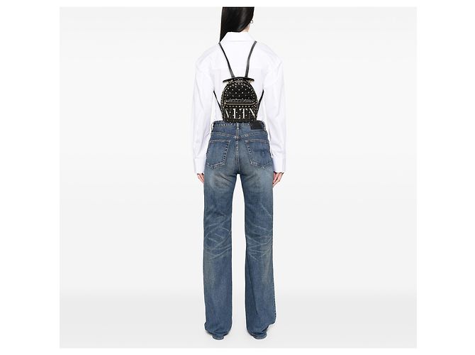 Valentino Black Mini Nappa VLTN Rockstud Spike Backpack - view 6