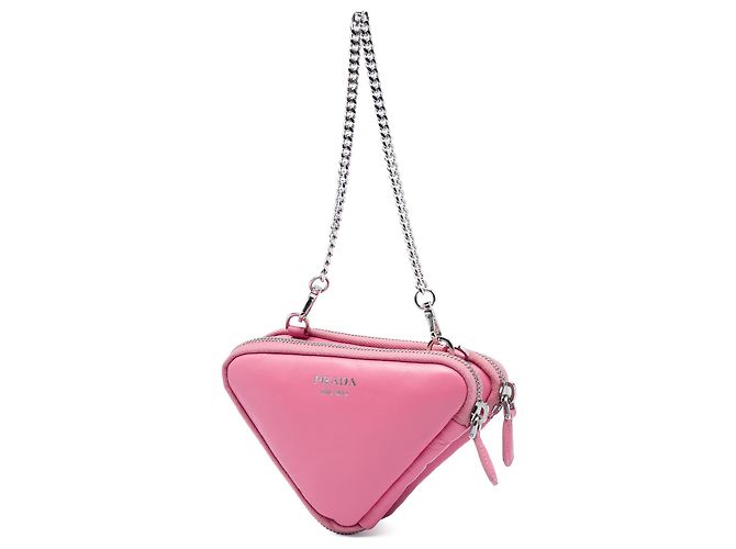Prada Mini Soft Nappa Triangle Beutel Pink - Ansicht 2