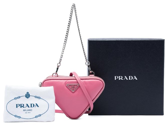 Prada Mini Soft Nappa Triangle Beutel Pink - Ansicht 6