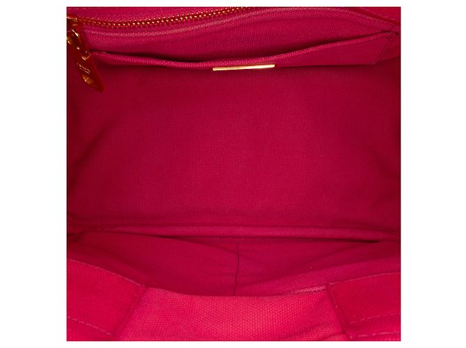 Prada Small Canvas Canapa Logo Tote Rosa - vista 4