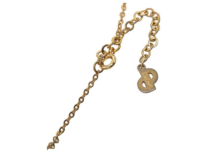 Collana Dior Gold Plated Enamel Strass Logo Pendant - vista 4