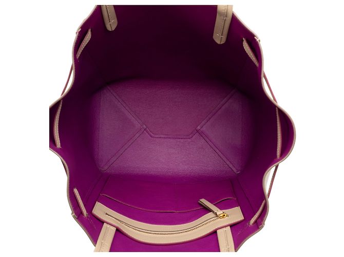 Céline Celine Phantom Cabas Tote Pequeno em Couro Bege - vista 4
