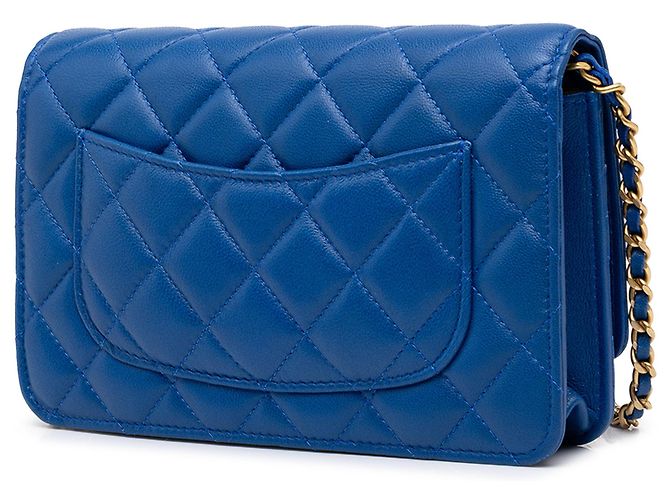 Wallet On Chain Cartera con cadena Chanel Blue CC Quilted Lambskin Pearl Crush - vista 2
