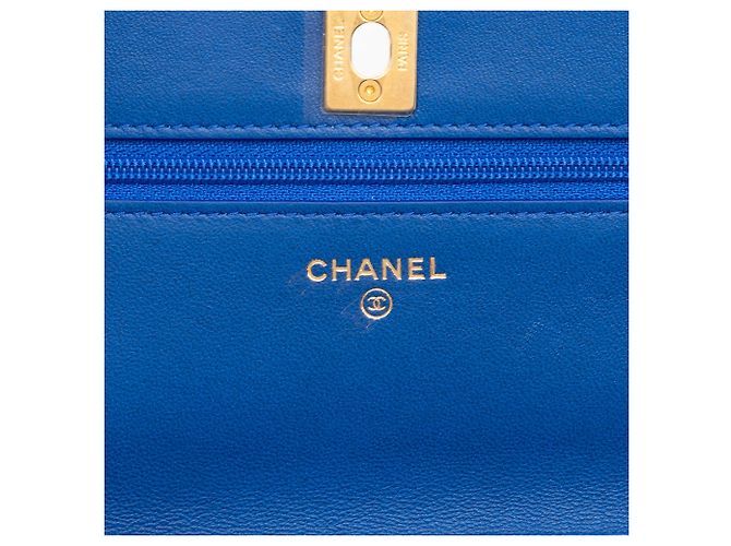 Wallet On Chain Cartera con cadena Chanel Blue CC Quilted Lambskin Pearl Crush - vista 5
