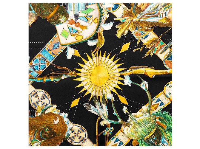 Pañuelo de seda Hermès Black Les Danses 90 - vista 2