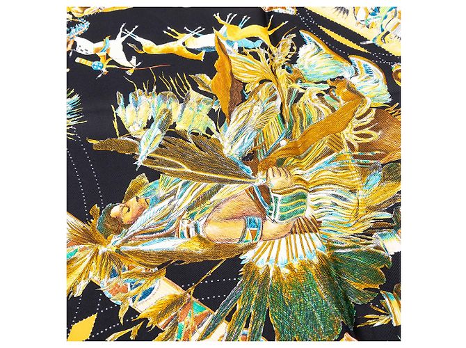 Pañuelo de seda Hermès Black Les Danses 90 - vista 5