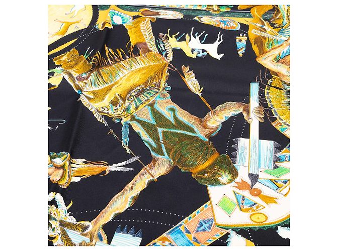 Pañuelo de seda Hermès Black Les Danses 90 - vista 6
