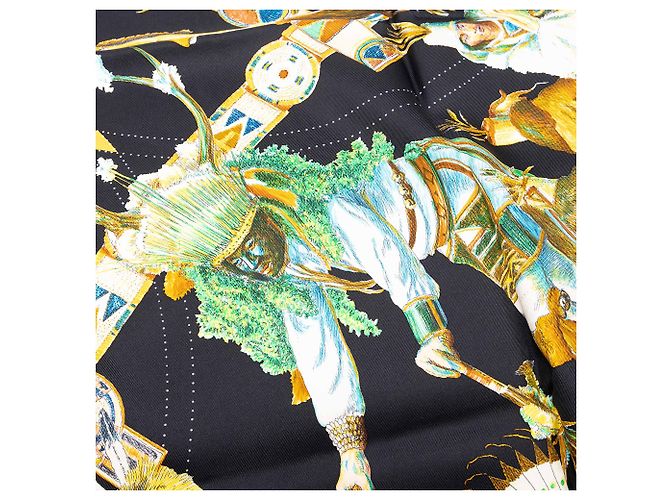 Pañuelo de seda Hermès Black Les Danses 90 - vista 8