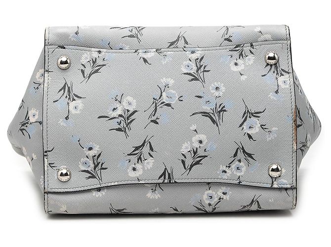 Prada Gray Saffiano Floral Twin Pocket Satchel Tasche - Ansicht 3
