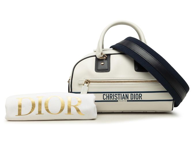 Borsa Bowling Dior Vibe piccola in pelle bianca con zip Dior - vista 7