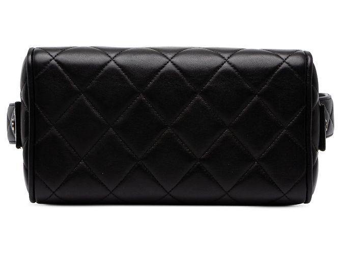 Borsa Vanity Box Chanel in pelle d'agnello matelassé nera - vista 3