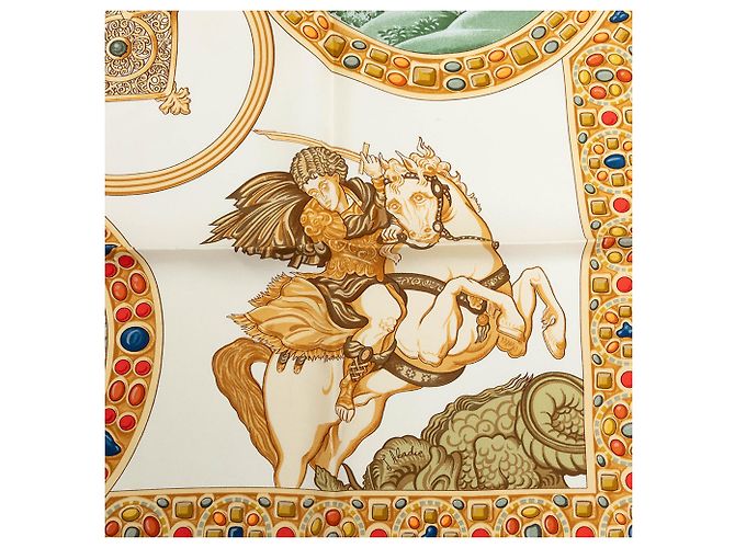 Pañuelo de seda Hermès White Le Triomphe du Paladin - vista 6