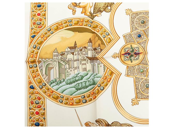 Pañuelo de seda Hermès White Le Triomphe du Paladin - vista 7