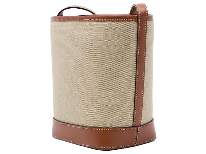 Céline Celine Borsa Secchiello Small Canvas Cuir Triomphe Marrone - vista 2