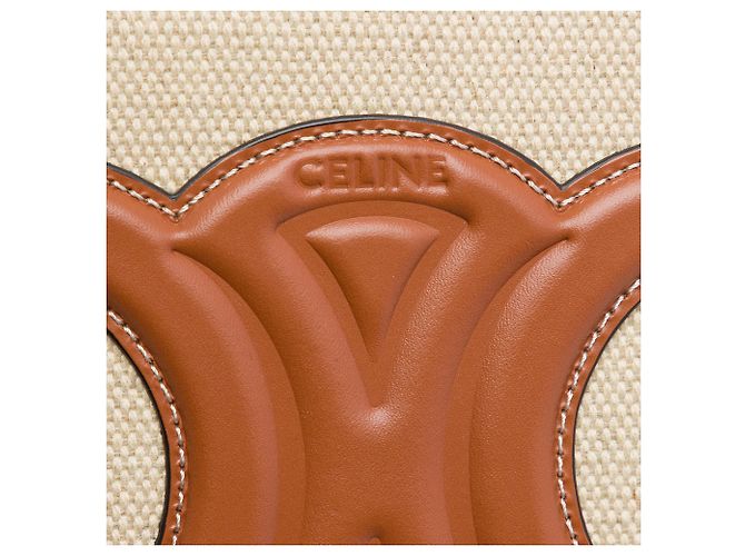 Céline Celine Borsa Secchiello Small Canvas Cuir Triomphe Marrone - vista 5