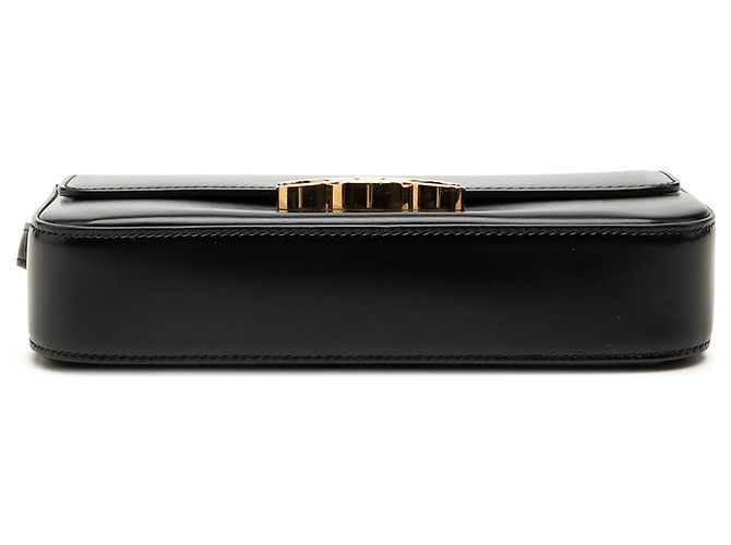 Céline Borsa a spalla Celine Claude in pelle di vitello lucida nera con Triomphe - vista 3