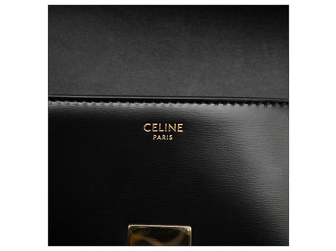 Céline Borsa a spalla Celine Claude in pelle di vitello lucida nera con Triomphe - vista 5